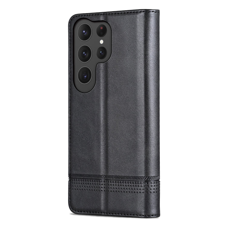 For Samsung Galaxy S25 Ultra 5G AZNS Magnetic Calf Texture Flip Leather Phone Case(Black)