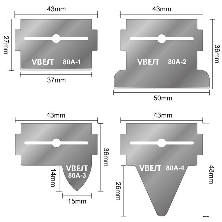 BEST VBST-80A 8 in 1 Stainless Steel Multipurpose Magnetic Double-sided Glue Removal Scraper Set