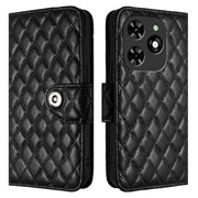 For Tecno Spark GO 2024 / Spark 20C Rhombic Texture Flip Leather Phone Case with Lanyard(Black)