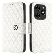 For Tecno Spark GO 2024 / Spark 20C Rhombic Texture Flip Leather Phone Case with Lanyard(White)