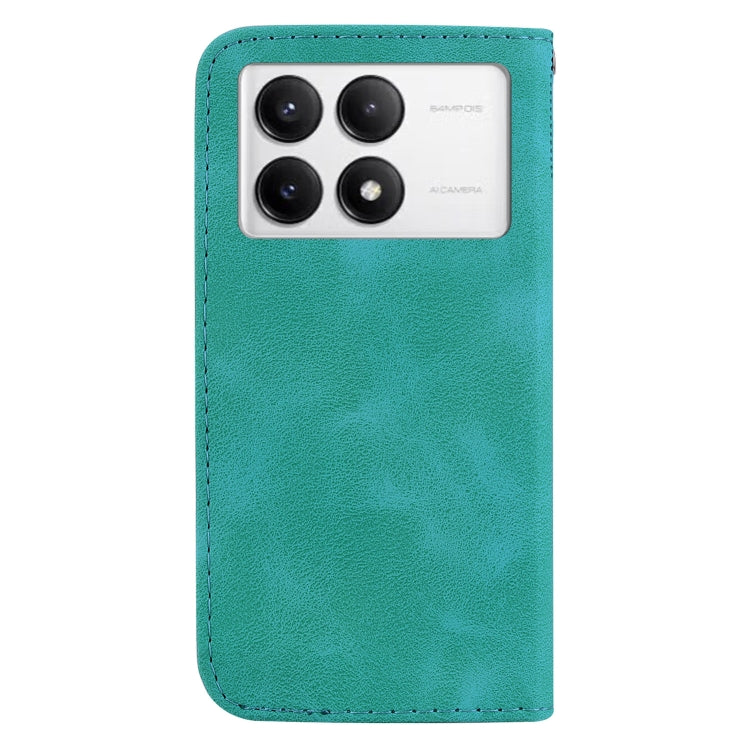 For Xiaomi Redmi K70 / K70 Pro Seven-shaped Embossed Leather Phone Case(Green)