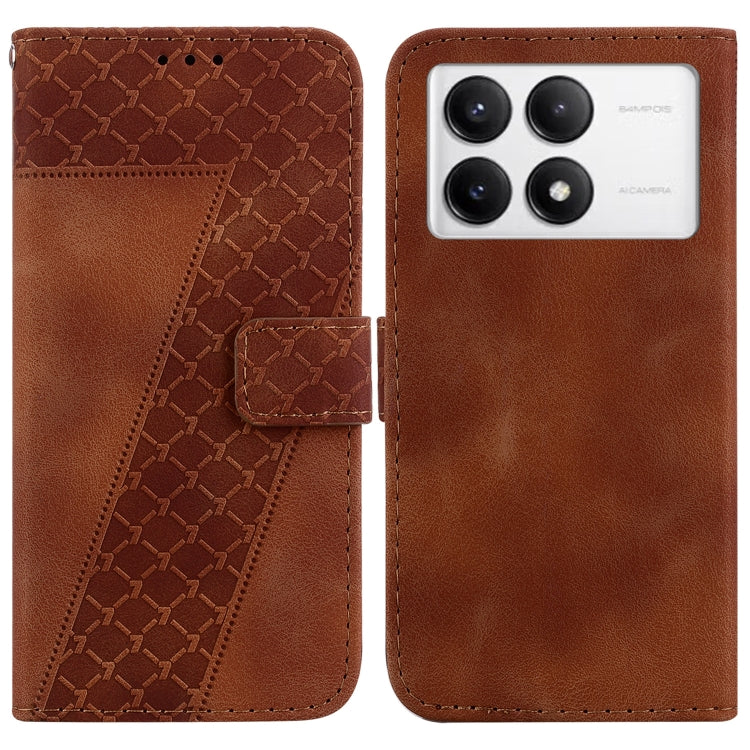 For Redmi K70 / K70 Pro Seven-shaped Embossed Leather Phone Case(Brown)