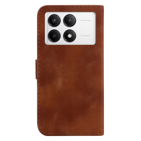 For Redmi K70 / K70 Pro Seven-shaped Embossed Leather Phone Case(Brown)