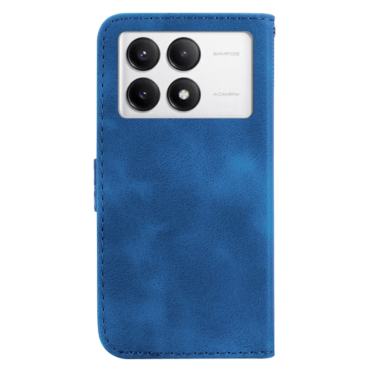 For Xiaomi Redmi K70 / K70 Pro Seven-shaped Embossed Leather Phone Case(Blue)