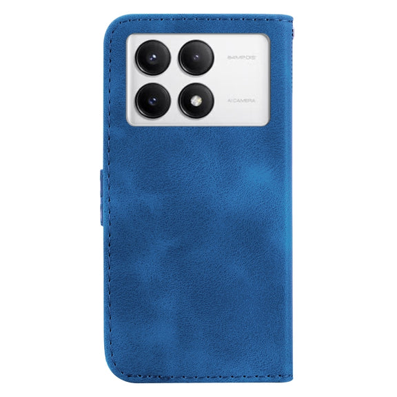 For Xiaomi Redmi K70 / K70 Pro Seven-shaped Embossed Leather Phone Case(Blue)