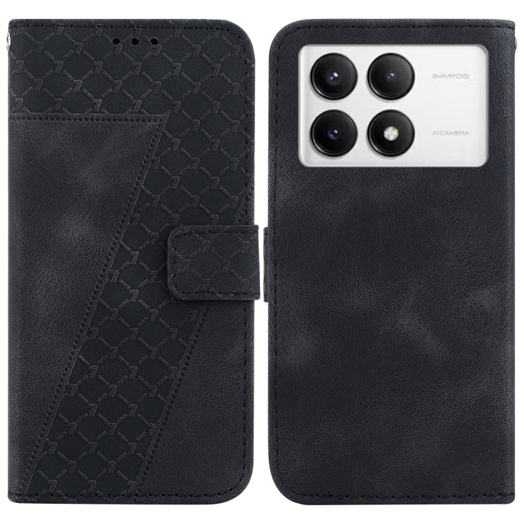 For Redmi K70 / K70 Pro Seven-shaped Embossed Leather Phone Case(Black)