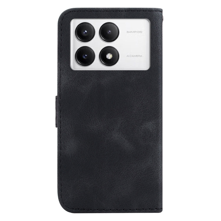 For Redmi K70 / K70 Pro Seven-shaped Embossed Leather Phone Case(Black)