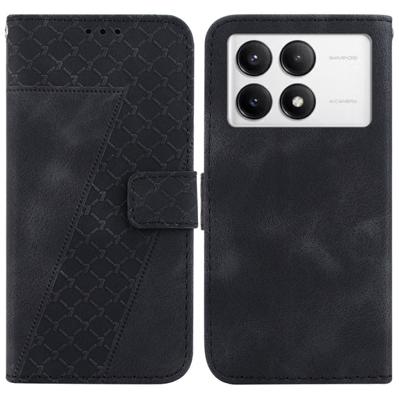 For Redmi K70 / K70 Pro Seven-shaped Embossed Leather Phone Case(Black)
