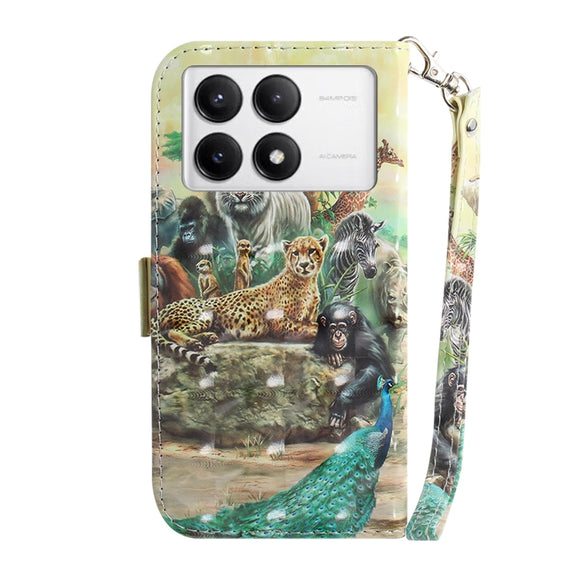For Xiaomi Redmi K70 Pro / K70 3D Colored Flip Leather Phone Case(Zoo)