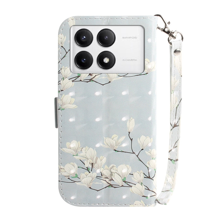 For Xiaomi Redmi K70 Pro / K70 3D Colored Flip Leather Phone Case(Magnolia)
