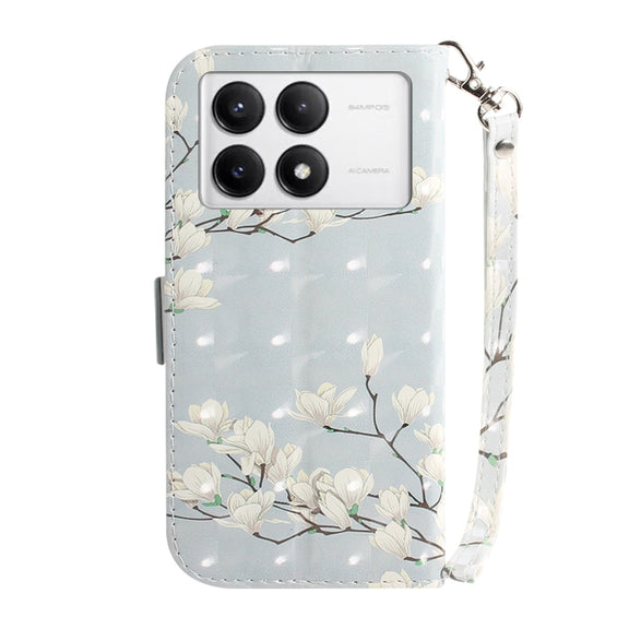 For Xiaomi Redmi K70 Pro / K70 3D Colored Flip Leather Phone Case(Magnolia)