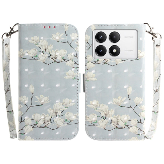 For Xiaomi Redmi K70 Pro / K70 3D Colored Flip Leather Phone Case(Magnolia)