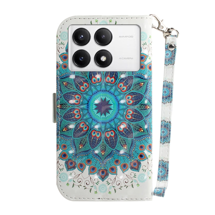 For Xiaomi Redmi K70 Pro / K70 3D Colored Flip Leather Phone Case(Peacock Wreath)
