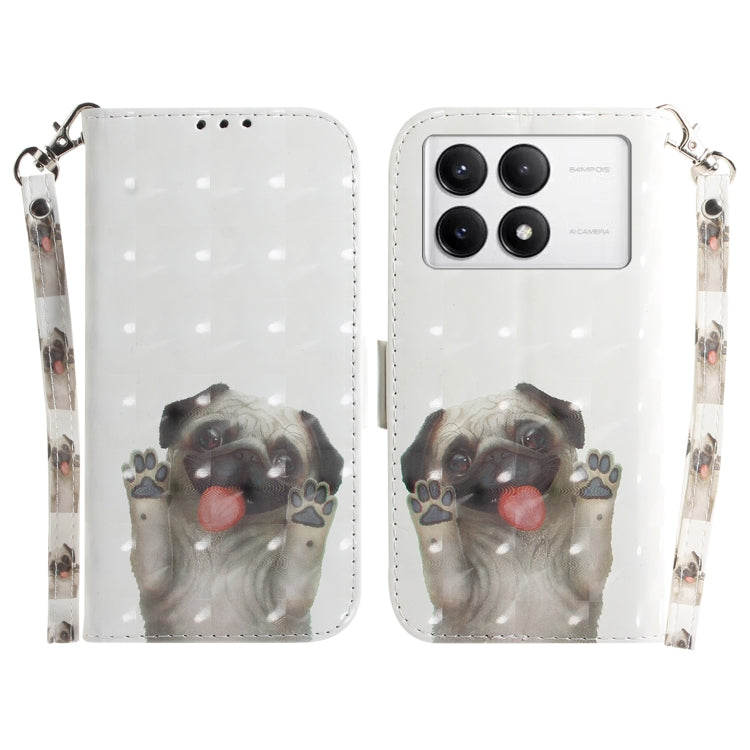 For Xiaomi Redmi K70 Pro / K70 3D Colored Flip Leather Phone Case(Pug)