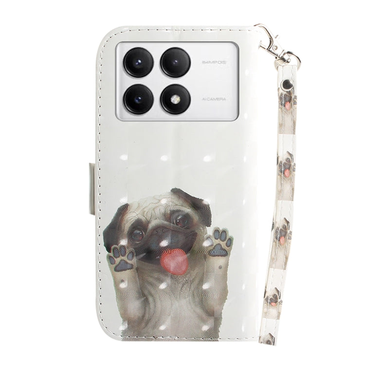 For Xiaomi Redmi K70 Pro / K70 3D Colored Flip Leather Phone Case(Pug)