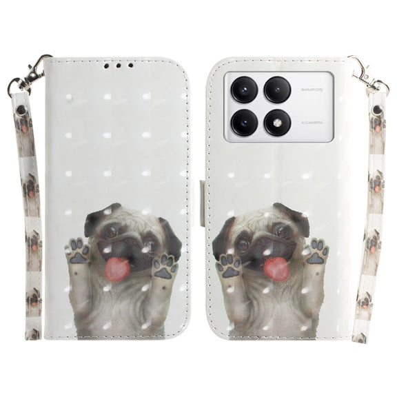 For Xiaomi Redmi K70 Pro / K70 3D Colored Flip Leather Phone Case(Pug)