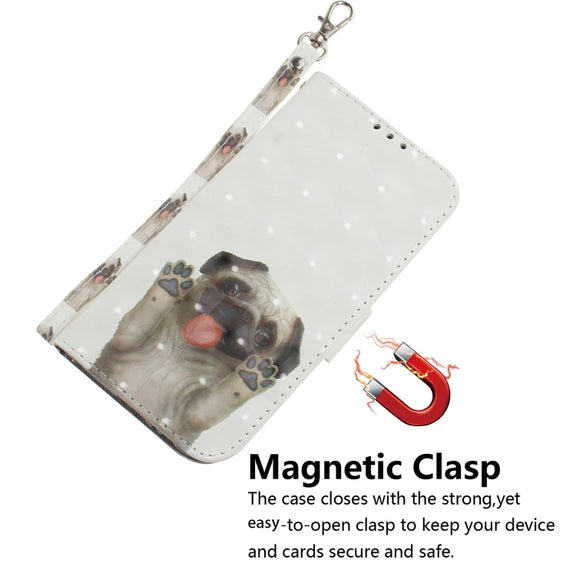 For Xiaomi Redmi K70 Pro / K70 3D Colored Flip Leather Phone Case(Pug)