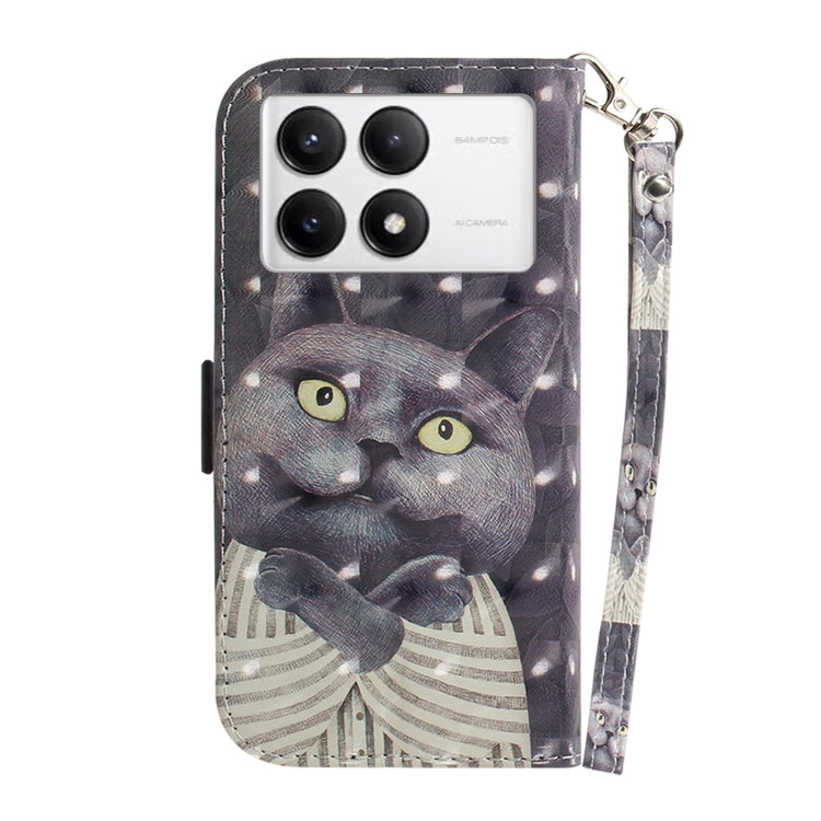 For Xiaomi Redmi K70 Pro / K70 3D Colored Flip Leather Phone Case(Hug Cat)