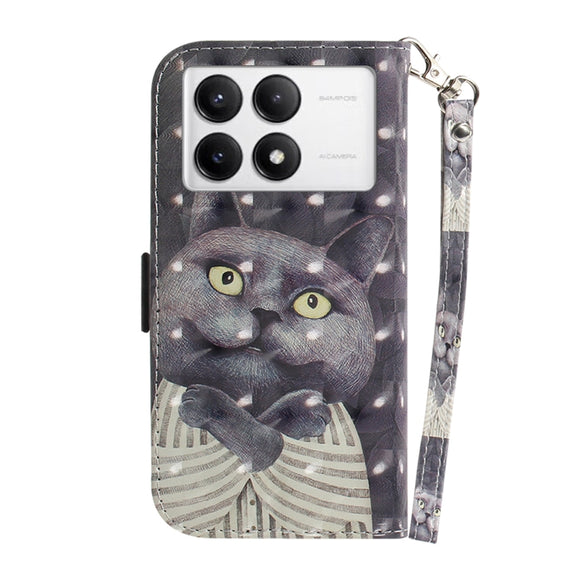 For Xiaomi Redmi K70 Pro / K70 3D Colored Flip Leather Phone Case(Hug Cat)