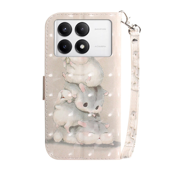 For Xiaomi Redmi K70 Pro / K70 3D Colored Flip Leather Phone Case(Squirrels)