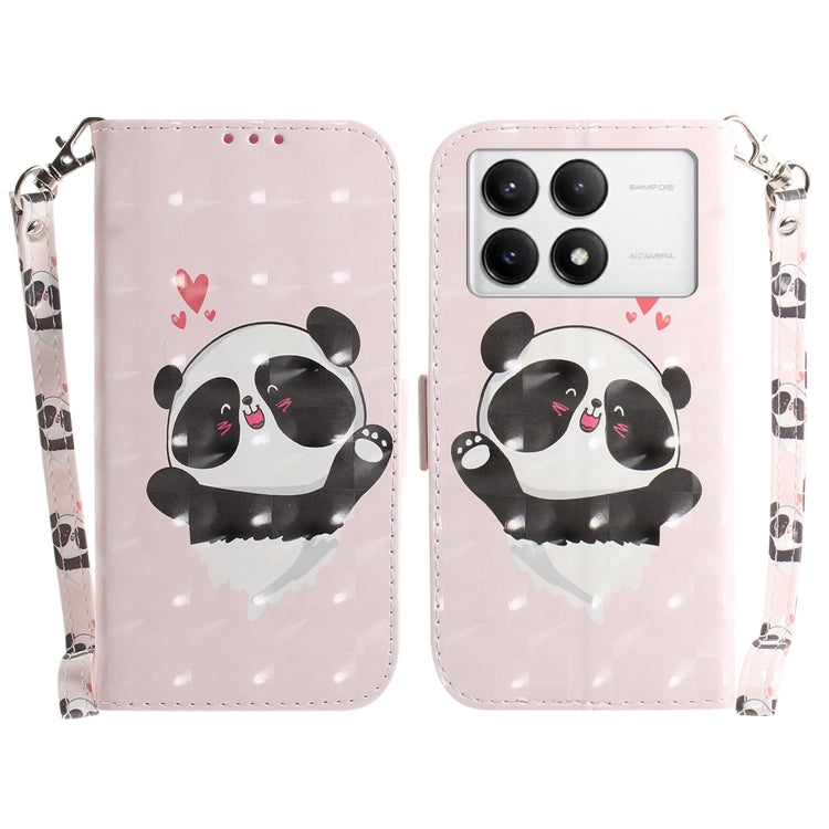 For Xiaomi Redmi K70 Pro / K70 3D Colored Flip Leather Phone Case(Heart Panda)