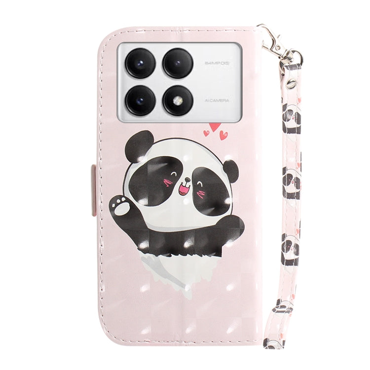 For Xiaomi Redmi K70 Pro / K70 3D Colored Flip Leather Phone Case(Heart Panda)