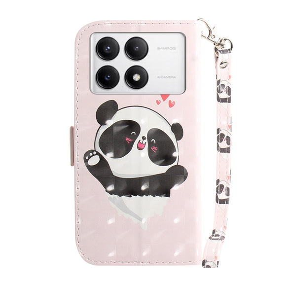 For Xiaomi Redmi K70 Pro / K70 3D Colored Flip Leather Phone Case(Heart Panda)