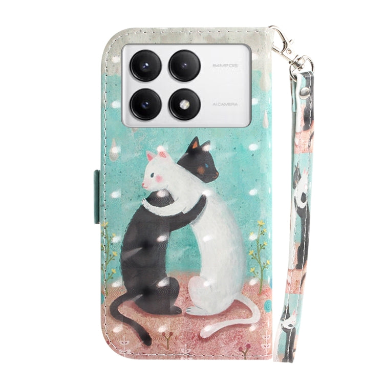 For Xiaomi Redmi K70 Pro / K70 3D Colored Flip Leather Phone Case(Black White Cat)