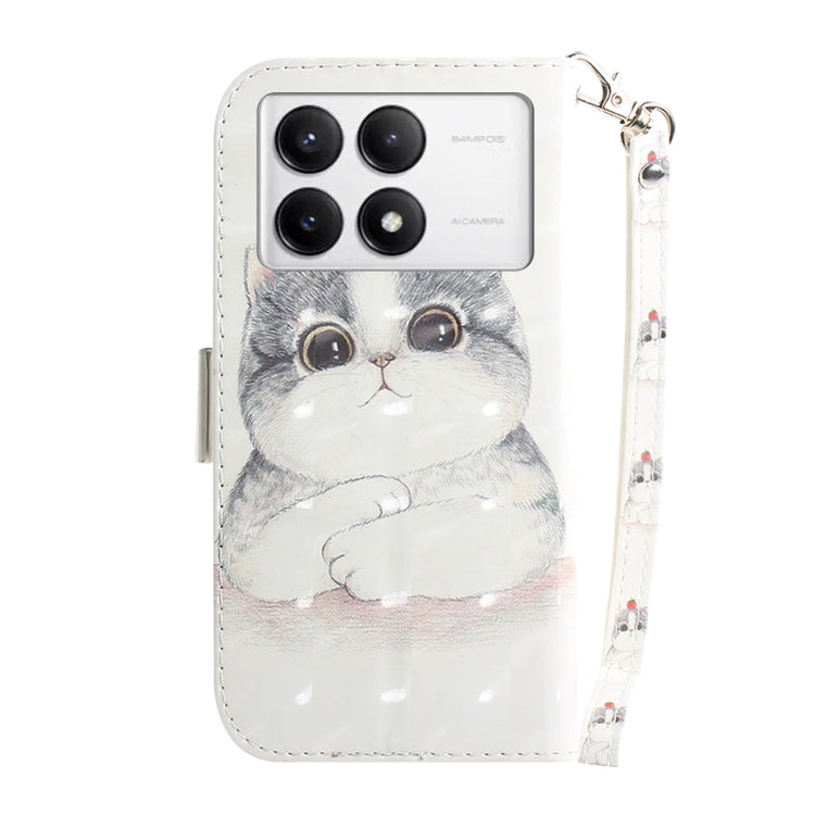 For Xiaomi Redmi K70 Pro / K70 3D Colored Flip Leather Phone Case(Cute Cat)