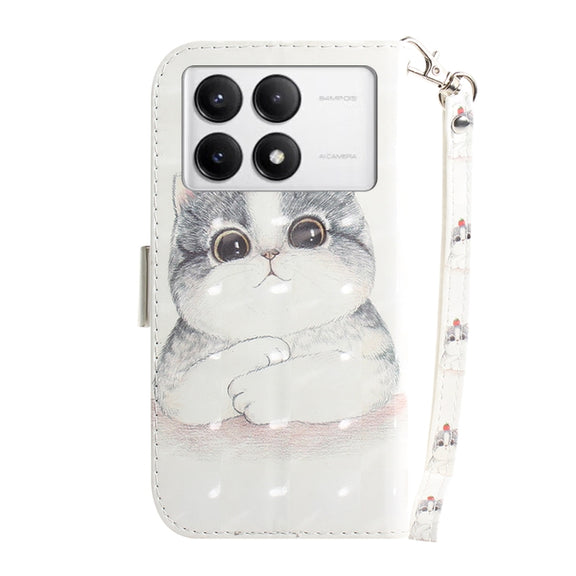 For Xiaomi Redmi K70 Pro / K70 3D Colored Flip Leather Phone Case(Cute Cat)