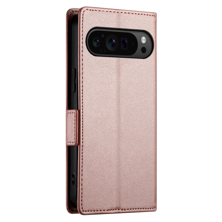 For Google Pixel 9 Pro Side Buckle Magnetic Frosted Leather Phone Case(Rose Gold)