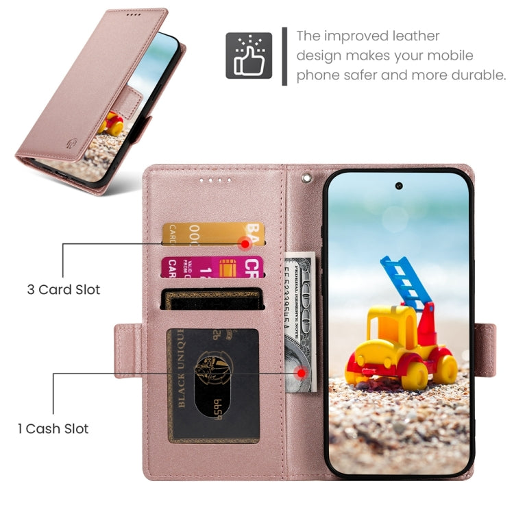 For Google Pixel 9 Pro Side Buckle Magnetic Frosted Leather Phone Case(Rose Gold)