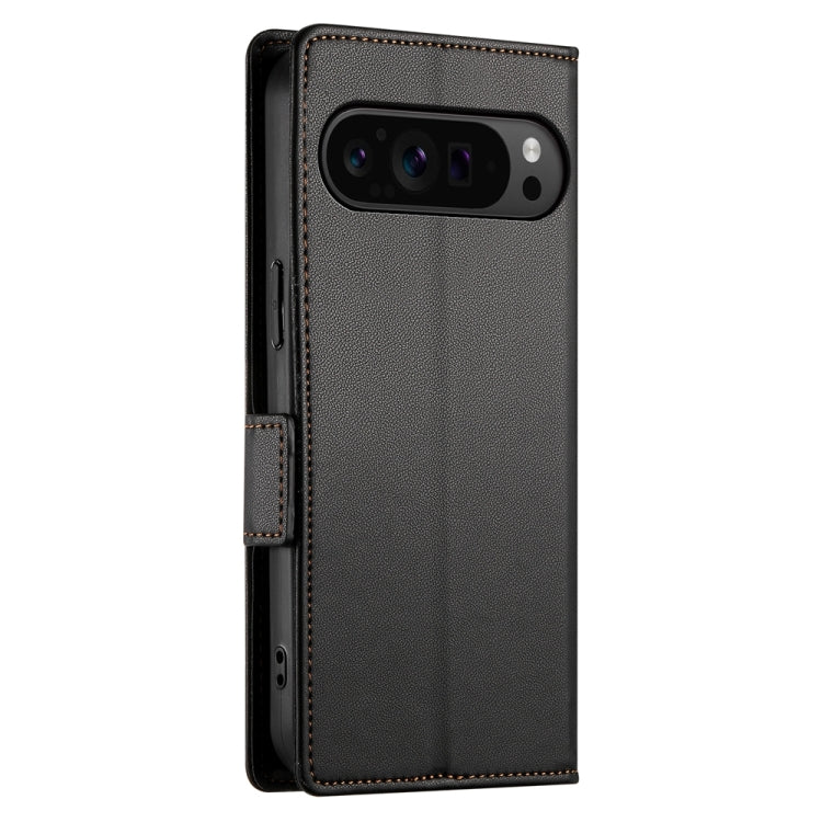For Google Pixel 9 Pro Side Buckle Magnetic Frosted Leather Phone Case(Black)