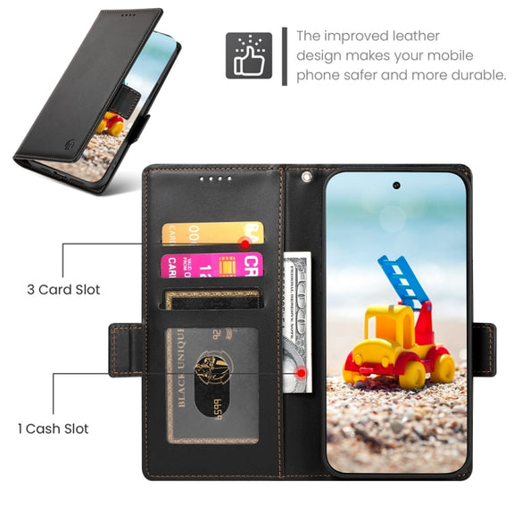 For Google Pixel 9 Pro Side Buckle Magnetic Frosted Leather Phone Case(Black)