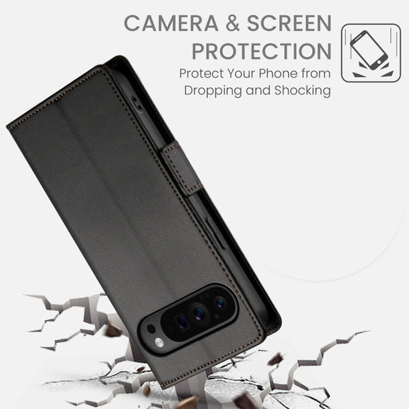 For Google Pixel 9 Pro Side Buckle Magnetic Frosted Leather Phone Case(Black)
