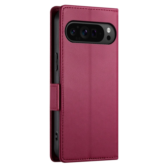 For Google Pixel 9 Pro Side Buckle Magnetic Frosted Leather Phone Case(Wine Red)