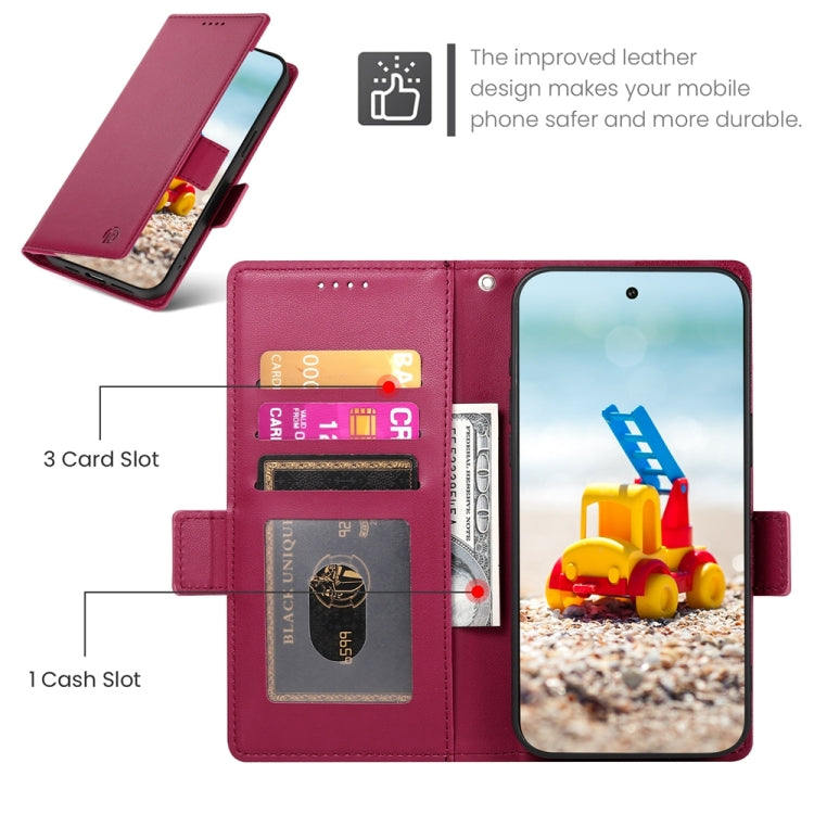 For Google Pixel 9 Pro Side Buckle Magnetic Frosted Leather Phone Case(Wine Red)