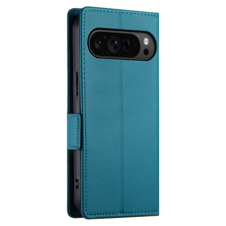 For Google Pixel 9 Pro Side Buckle Magnetic Frosted Leather Phone Case(Blue)