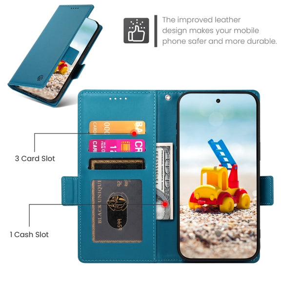 For Google Pixel 9 Pro Side Buckle Magnetic Frosted Leather Phone Case(Blue)