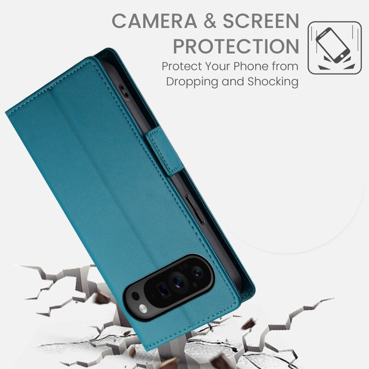 For Google Pixel 9 Pro Side Buckle Magnetic Frosted Leather Phone Case(Blue)