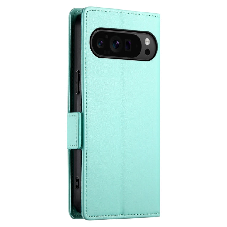 For Google Pixel 9 Pro Side Buckle Magnetic Frosted Leather Phone Case(Mint Green)