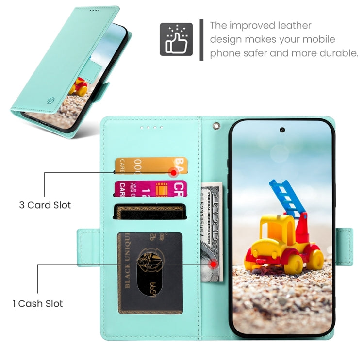 For Google Pixel 9 Pro Side Buckle Magnetic Frosted Leather Phone Case(Mint Green)