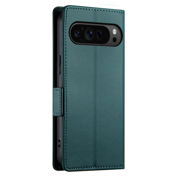 For Google Pixel 9 Pro Side Buckle Magnetic Frosted Leather Phone Case(Dark Green)