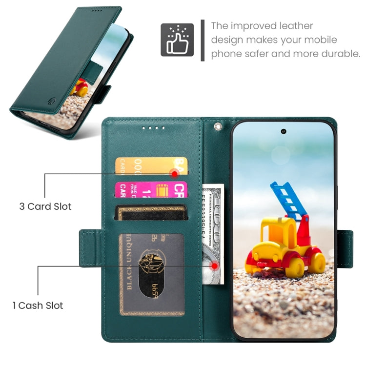 For Google Pixel 9 Pro Side Buckle Magnetic Frosted Leather Phone Case(Dark Green)