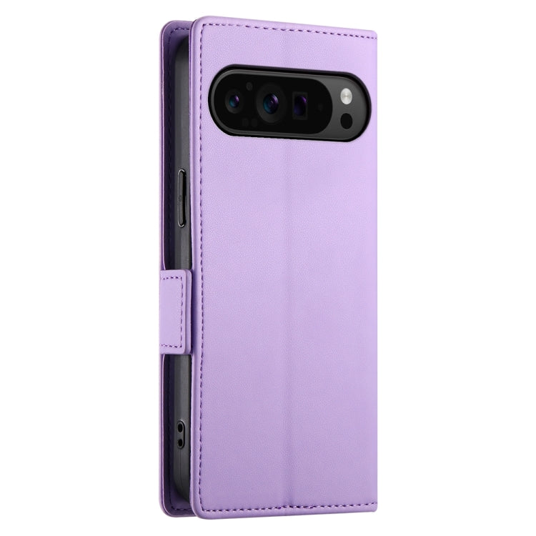 For Google Pixel 9 Pro Side Buckle Magnetic Frosted Leather Phone Case(Purple)