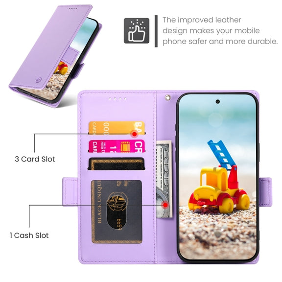 For Google Pixel 9 Pro Side Buckle Magnetic Frosted Leather Phone Case(Purple)