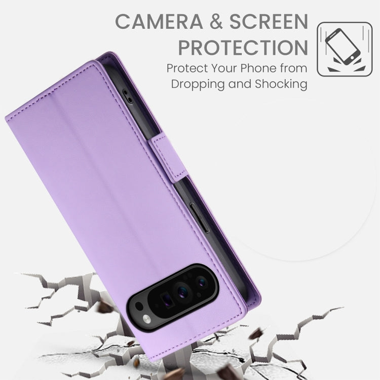 For Google Pixel 9 Pro Side Buckle Magnetic Frosted Leather Phone Case(Purple)