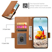 For Google Pixel 9 Pro Side Buckle Magnetic Frosted Leather Phone Case(Brown)