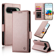 For Google Pixel 9 Side Buckle Magnetic Frosted Leather Phone Case(Rose Gold)