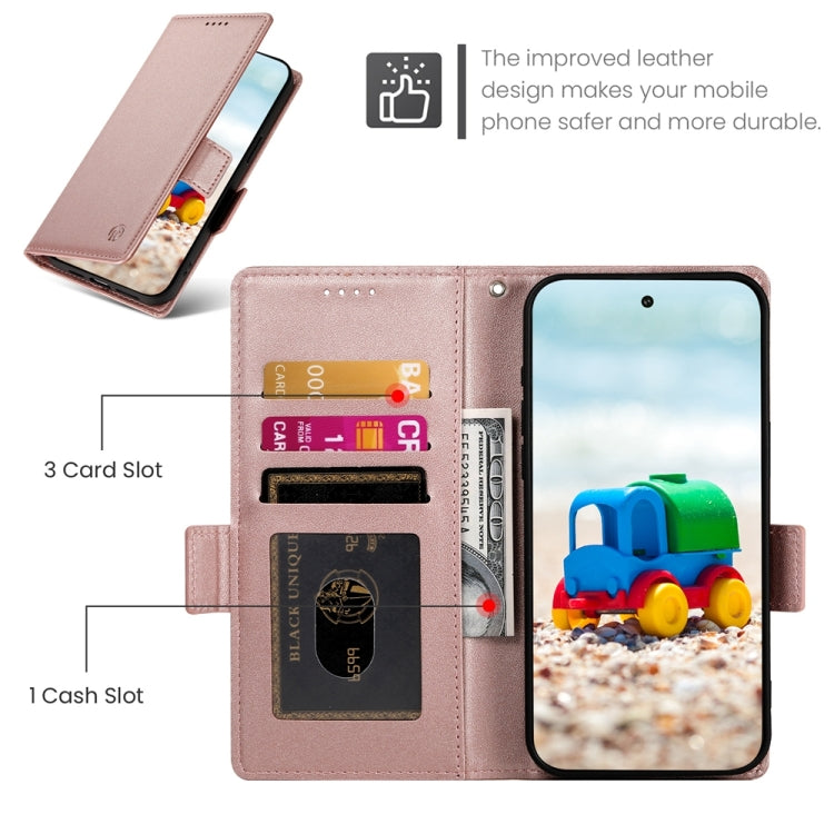 For Google Pixel 9 Side Buckle Magnetic Frosted Leather Phone Case(Rose Gold)